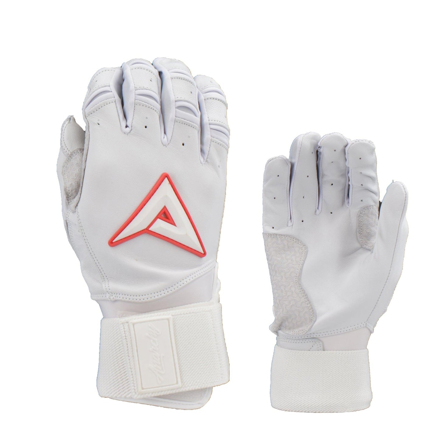 Anarchy Grindstone Long Cuff Batting Glove - Whiteout - Red – Product View | Smash It Sports | leather, pro