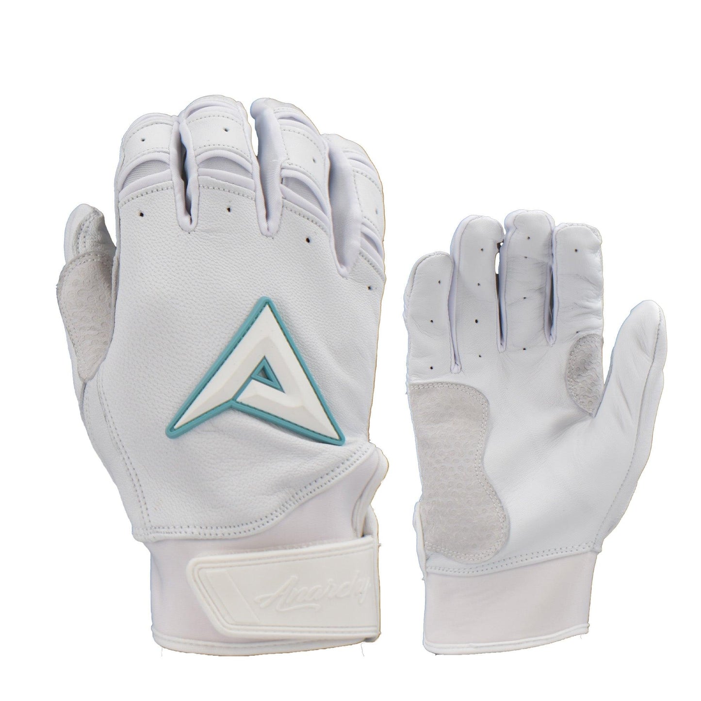 Anarchy Grindstone Short Cuff Batting Glove - Whiteout - Mint – Product View | Smash It Sports | leather, pro