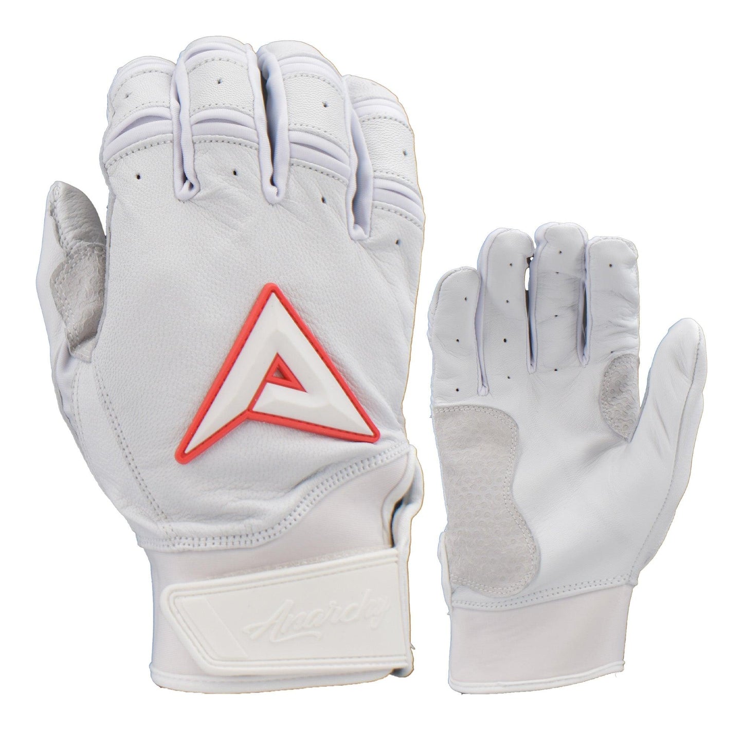 Anarchy Grindstone Short Cuff Batting Glove - Whiteout - Red – Product View | Smash It Sports | leather, pro