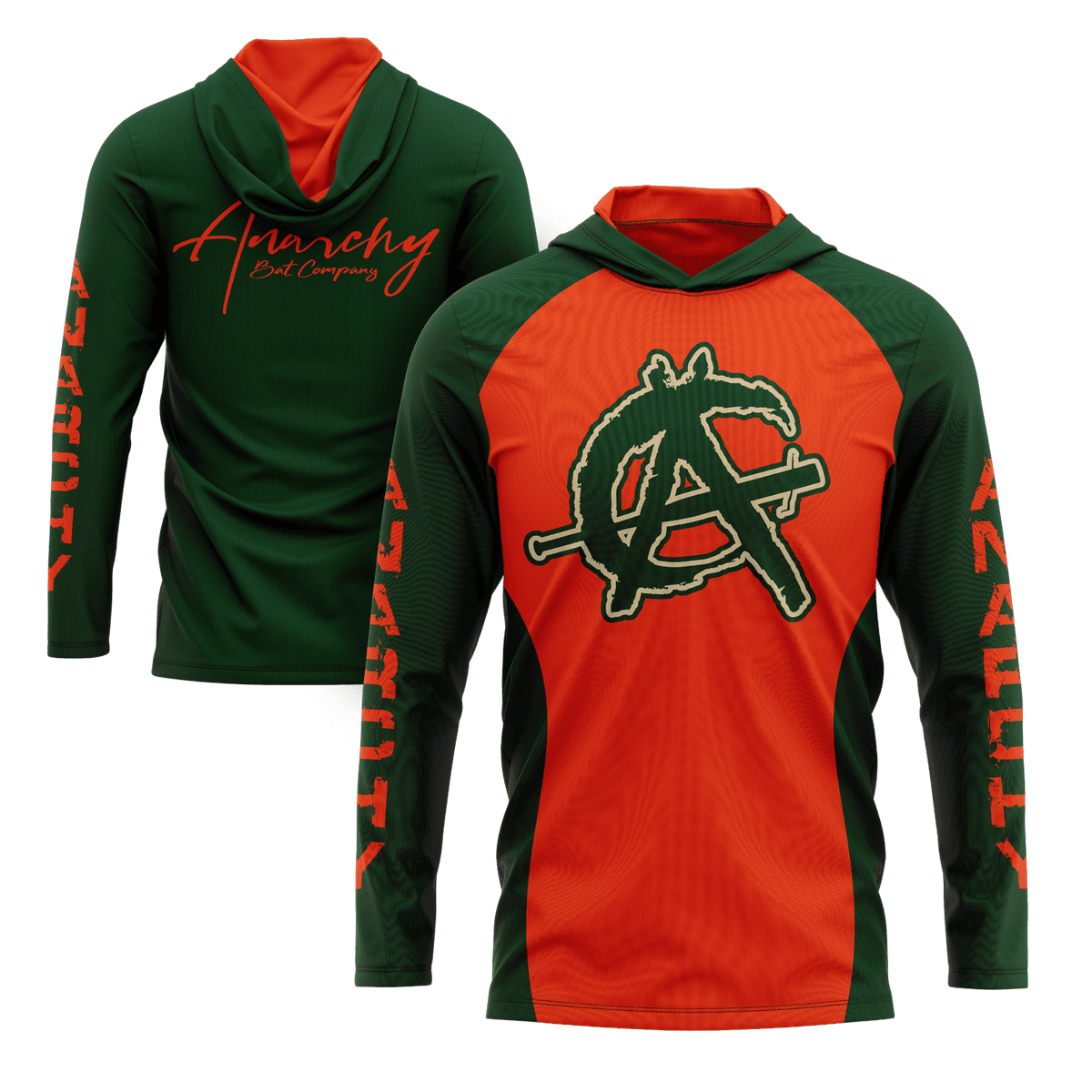 Anarchy Hooded Long Sleeve Tee - Orange/Dark Green – Specs Overview | Smash It Sports