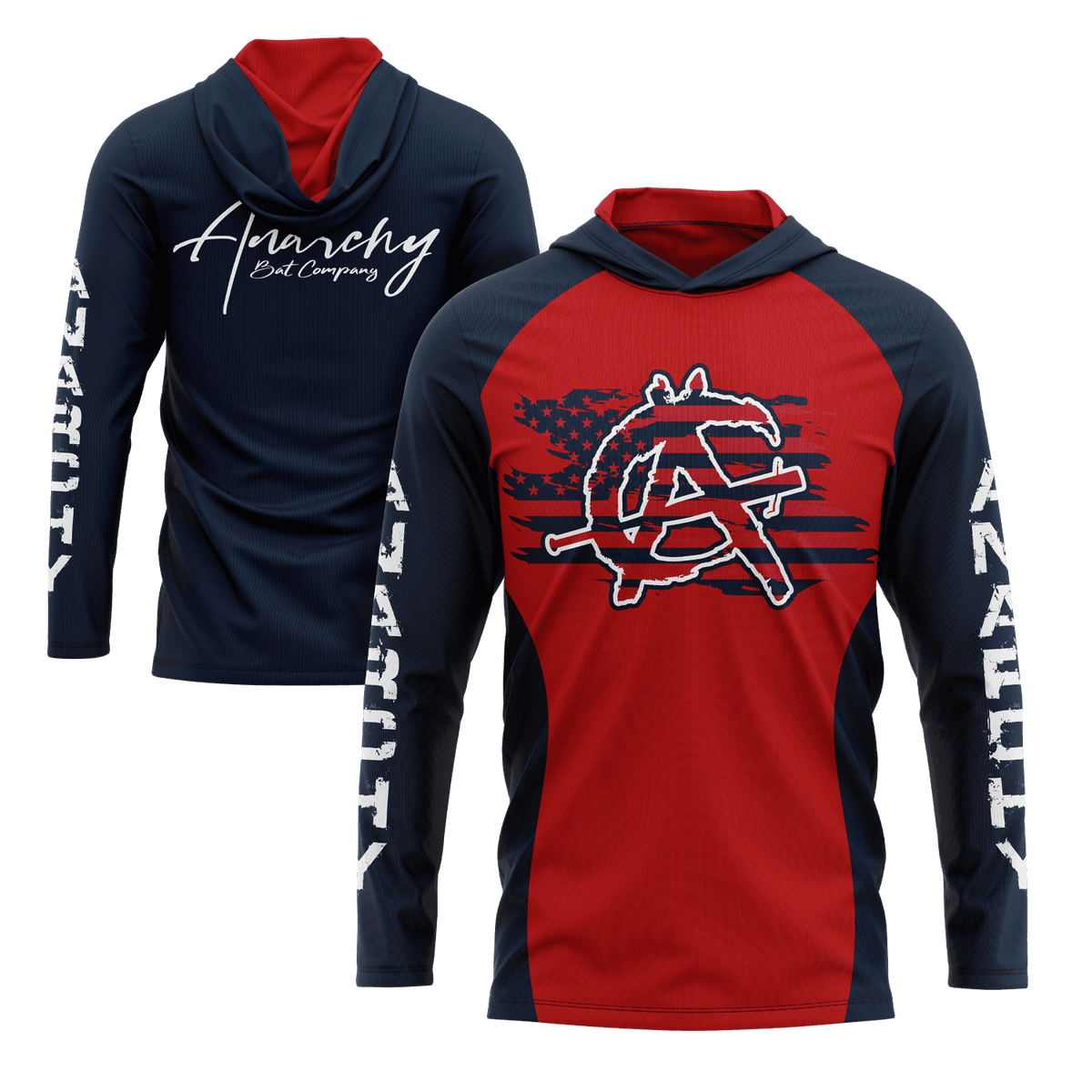 Anarchy Hooded Long Sleeve Tee - Red/Navy – Specs Overview | Smash It Sports