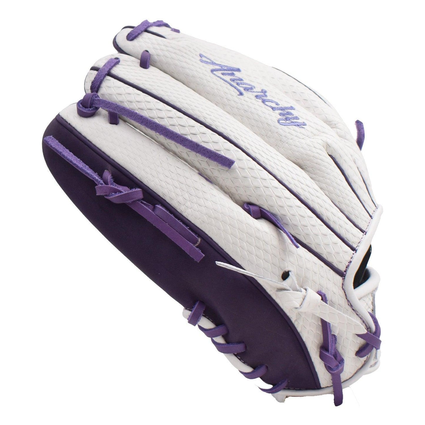 Anarchy Kip Leather Premium Softball Fielding Glove - AFG008 (White/Purple) – Product View | Smash It Sports | leather, kip,
