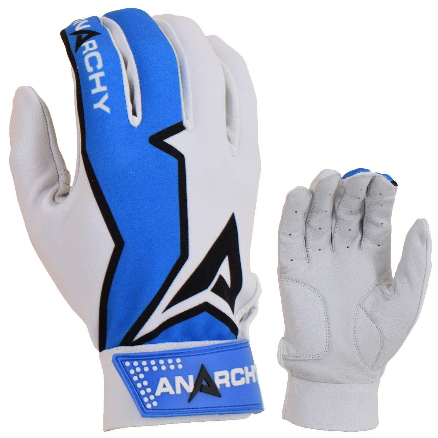 Anarchy Premium Batting Gloves- Royal/White/Black – Primary View | Smash It Sports