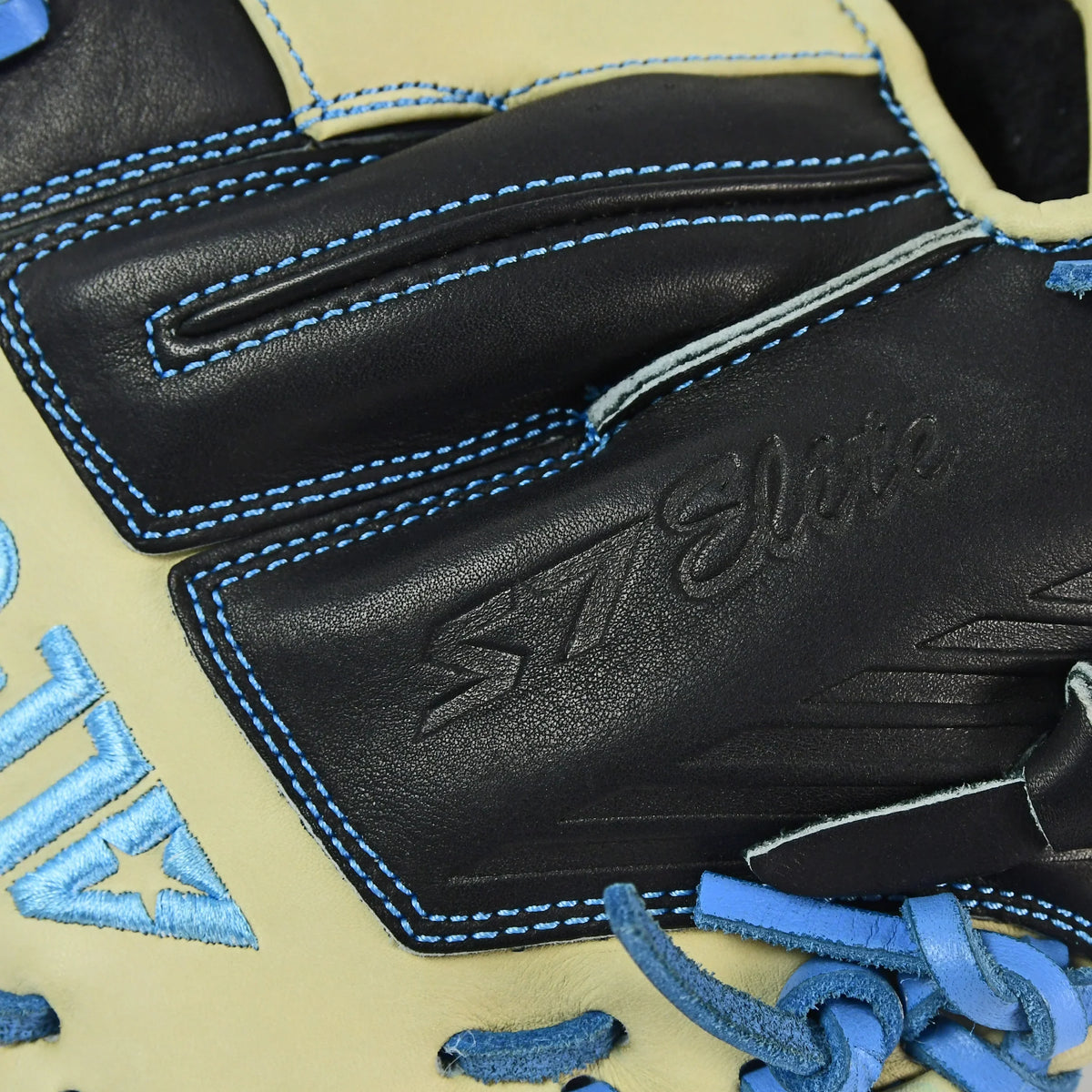 All-Star S7-Elite Pro Travel Fit Catchers Mitt/Glove - Black/Tan/Sky Blue – Product View | Smash It Sports | leather, pro, po
