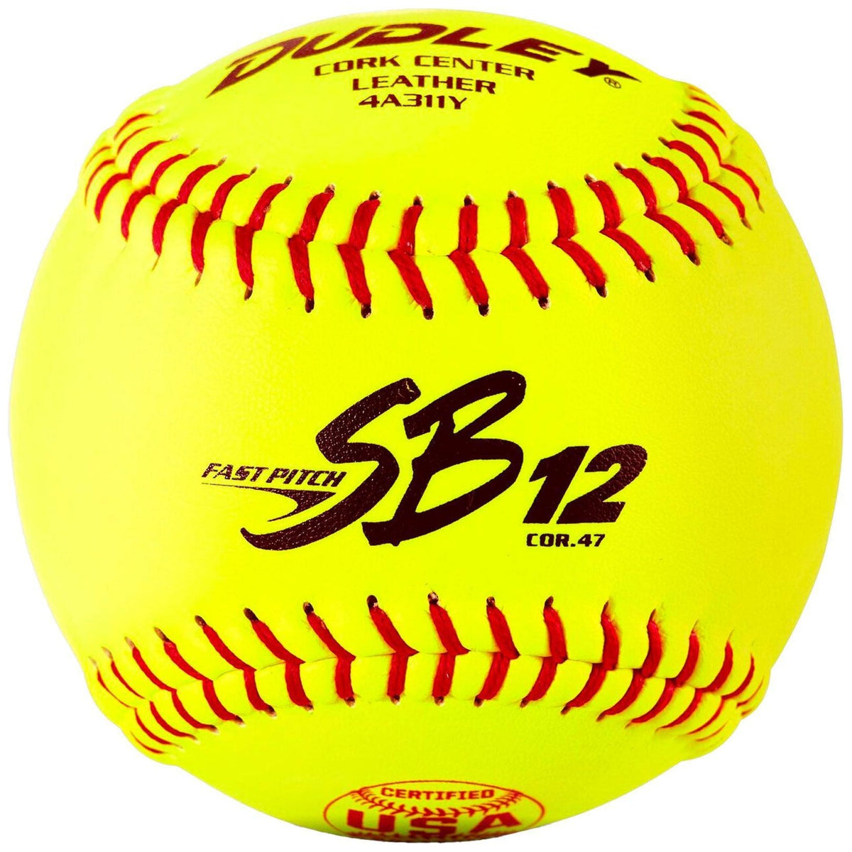 Dudley 12" USASB SBC Fastpitch Softballs - 4A311Y – Product View | Smash It Sports | leather, seam