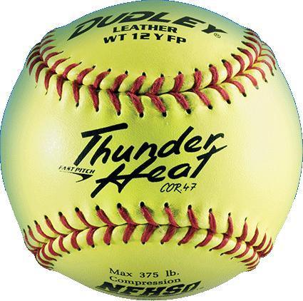 Dudley Thunder Heat NFHS 12" Fastpitch Softballs - 43147 – Product View | Smash It Sports | leather, core, seam