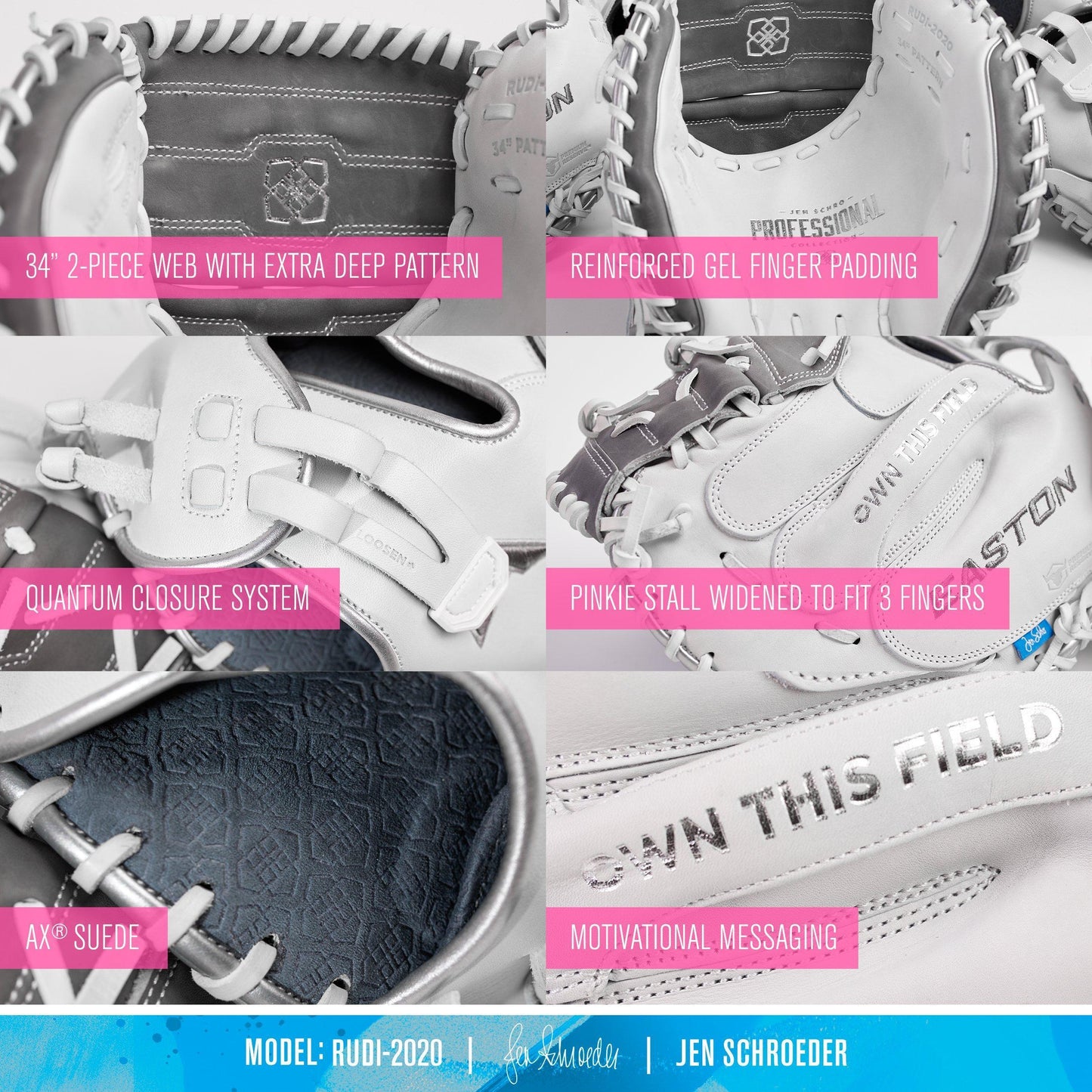 Easton Jen 'Schro' Schroeder Signature Model 34" Fastpitch Catchers Glove – Product View | Smash It Sports | leather, pro