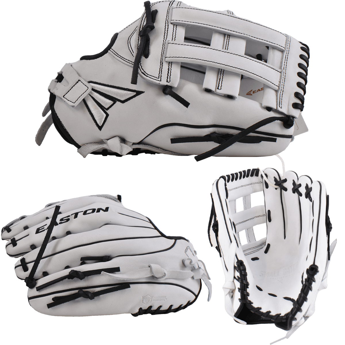 Easton Small Batch No. 68 LHT Slowpitch Softball Glove - White/Black – Specs Overview | Smash It Sports | leather, cowhide, p
