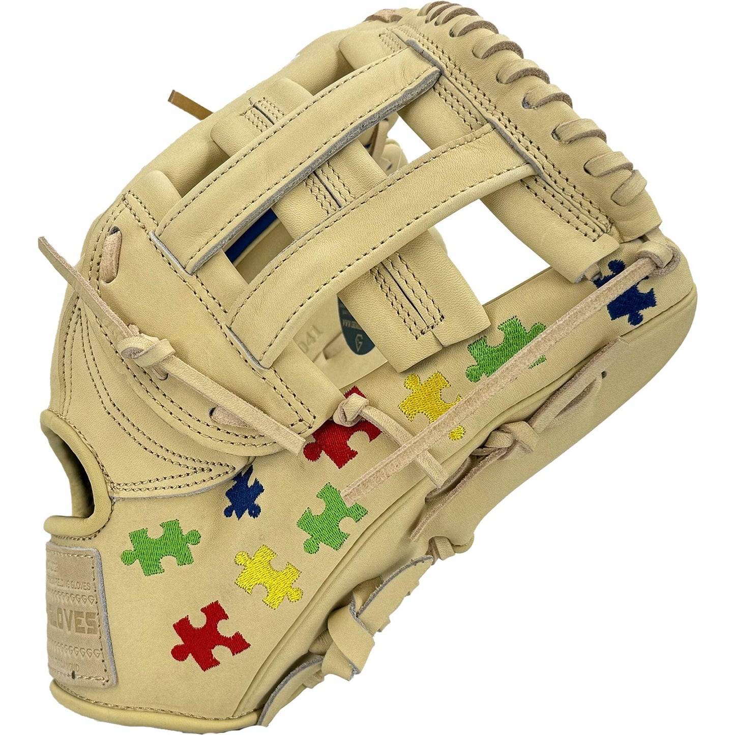 Gem Gloves Baseball Fielding Glove - GEM041 Autism Awareness – Product View | Smash It Sports | leather, kip, pro
