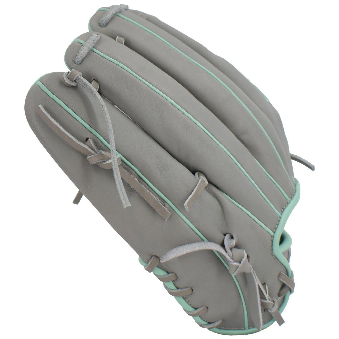 Gem Gloves Softball Fielding Glove - GEM001 (Grey/Mint) – Product View | Smash It Sports | leather, kip, pro