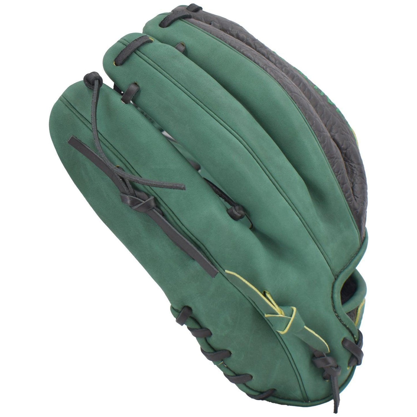 Gem Gloves Softball Fielding Glove - GEM003 (Black/Dark Green) – Product View | Smash It Sports | leather, kip, pro