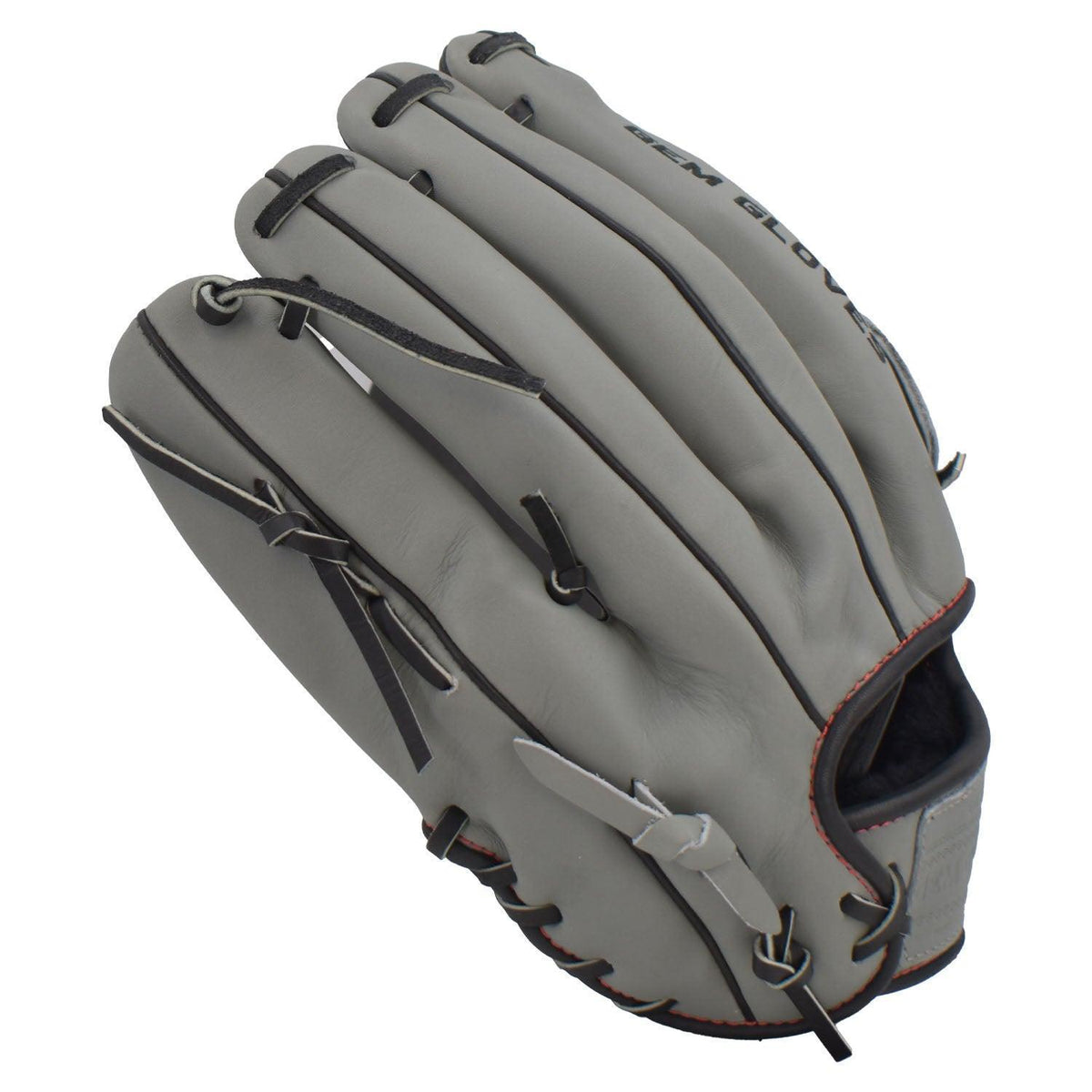 Gem Gloves Softball Fielding Glove - GEM009 Charcoal/Black/Red ā Product View | Smash It Sports | leather, kip, pro