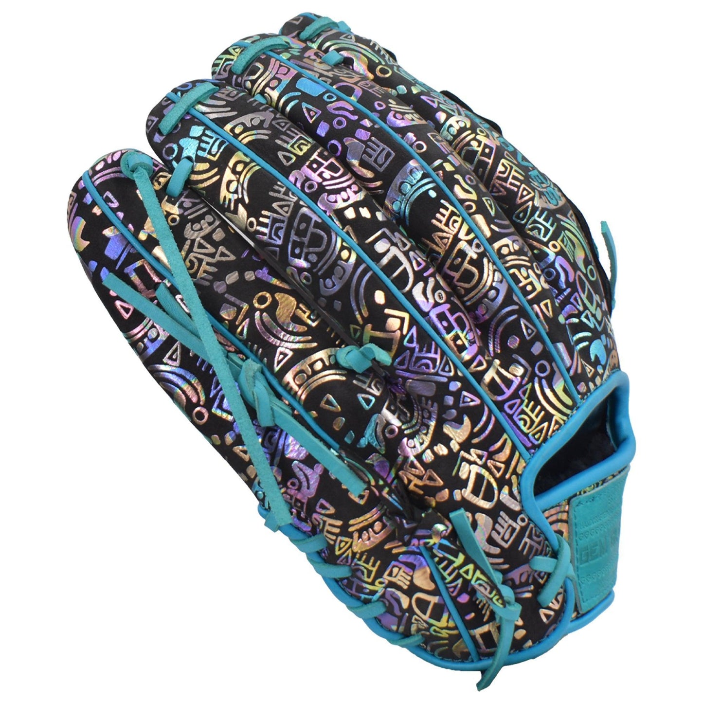 Gem Gloves Softball Fielding Glove - GEM035 Holographic Aztec – Product View | Smash It Sports | leather, kip, pro