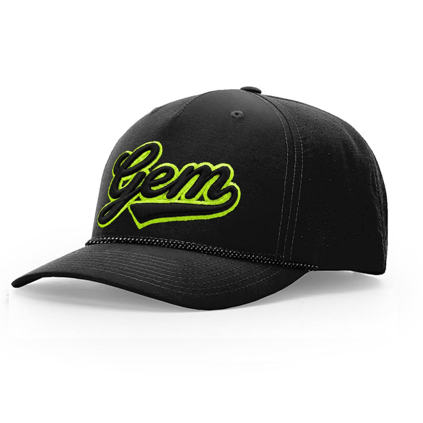 Gem Gloves Performance Rope Snapback Hat - Black/Volt Script – Product View | Smash It Sports | pro, web
