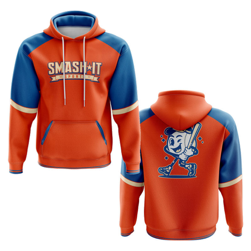 Smash It Sports Fleece Hoodie - Smashie Orange/Royal – Product View | Smash It Sports | premium, pro