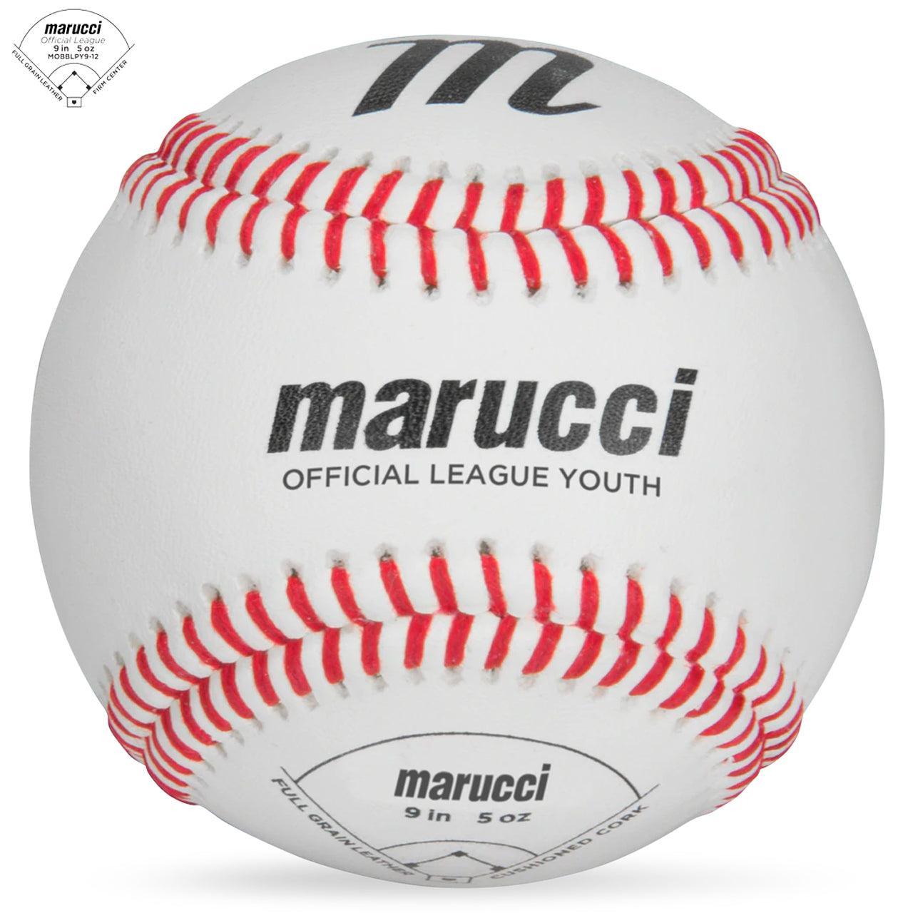 Marucci Official League Youth Baseballs - MOBBLPY9 - 12 Pack – Primary View | Smash It Sports | PU/rubber, Flat, Top-grade