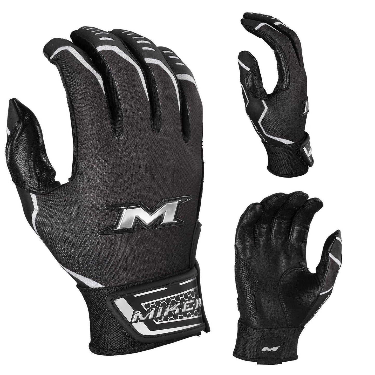 Miken Pro Series Slowpitch Batting Gloves - Black – Primary View | Smash It Sports