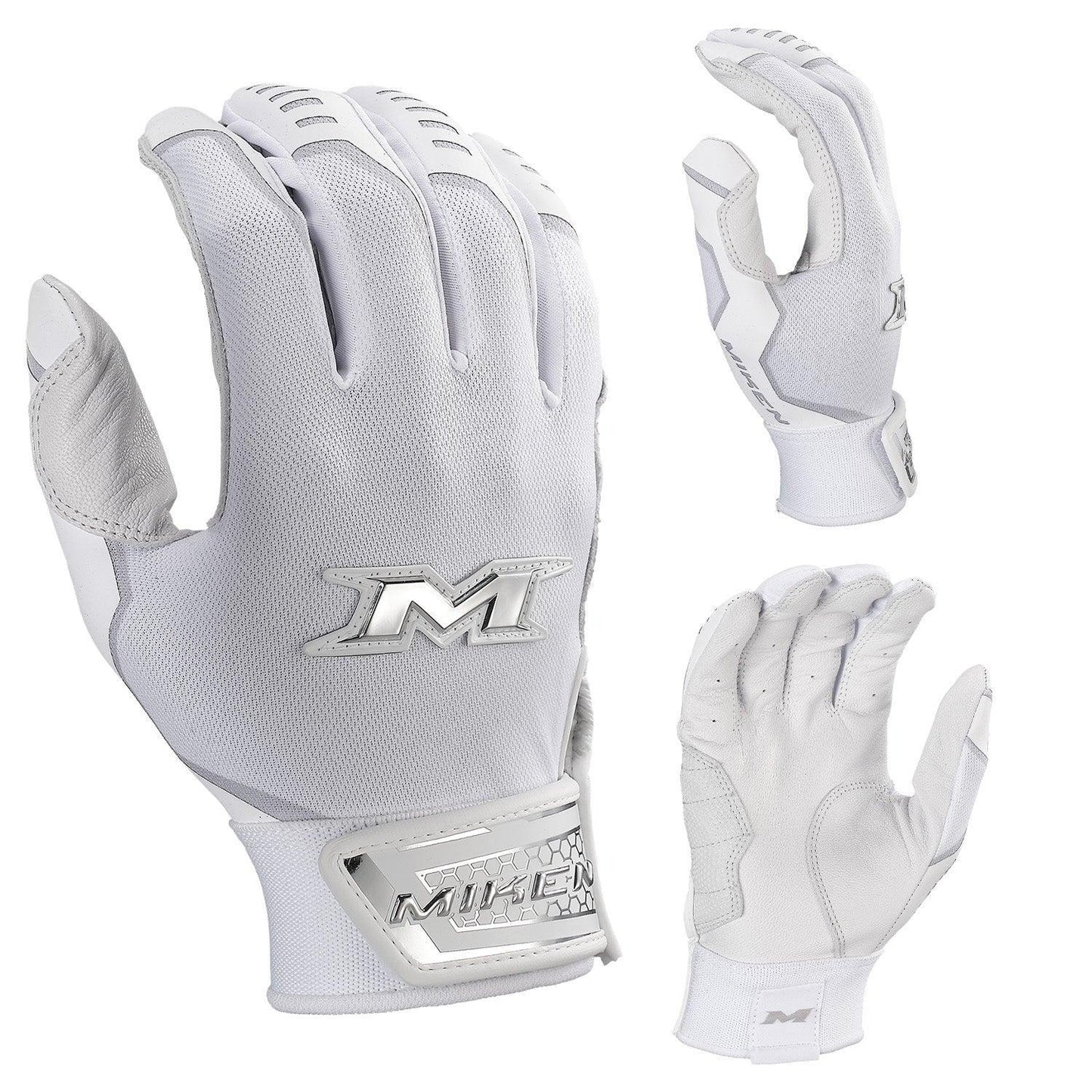 Miken Pro Series Slowpitch Batting Gloves - White – Primary View | Smash It Sports