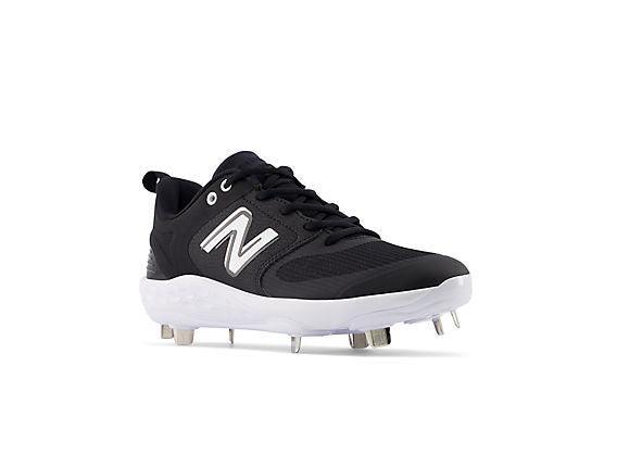 New Balance Women's VELO v3 Metal Fastpitch Softball Cleats - Black with White - SMVELOK3 ā Third View | Smash It Sports