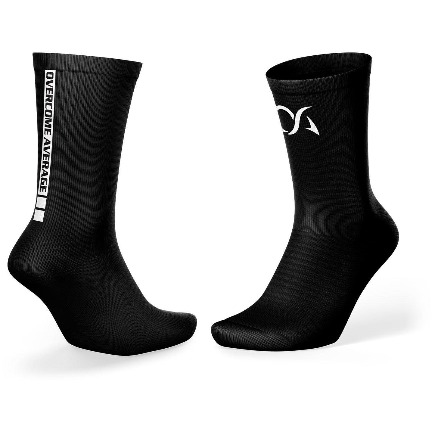 Overcome Average Performance Sports Socks - Black/White – Primary View | Smash It Sports