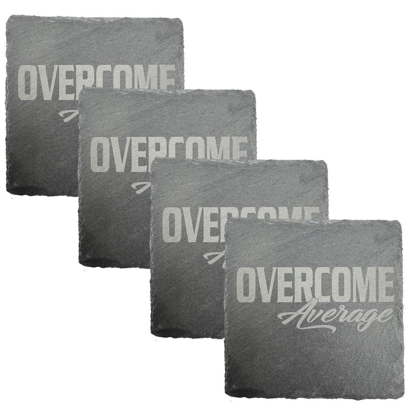 Overcome Average Slate Coasters (4-Pack) – Product View | Smash It Sports | premium, pro