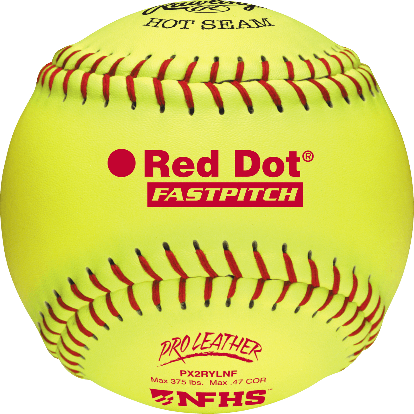 Rawlings 12" Pro Leather Red Dot NFHS Fastpitch Softballs PX2RYLNF – Specs Overview | Smash It Sports | leather, core, seam