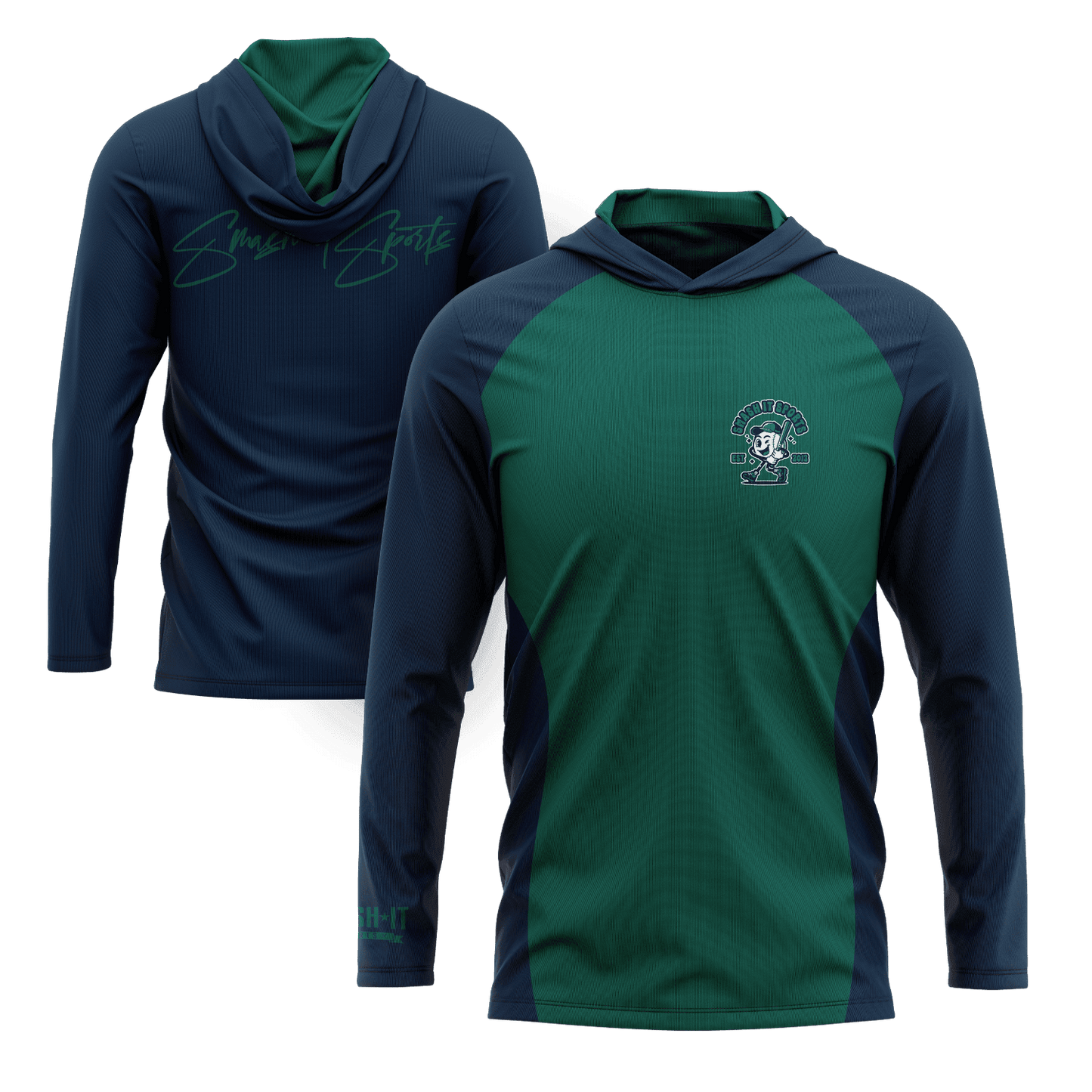 Smash It Sports Hooded Long Sleeve Tee - Teal/Navy - Smash It Sports
