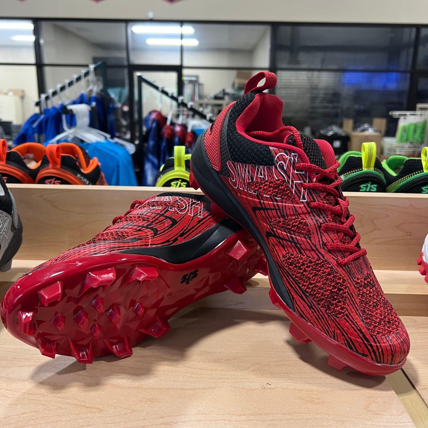 Smash It Sports X Lite Molded Cleat - Red – Primary View | Smash It Sports | This, The Best Softball, Turf Shoes Just