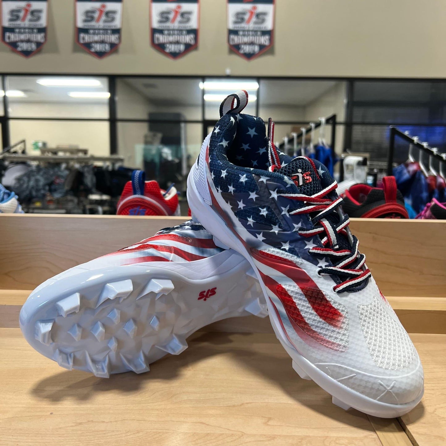 Smash It Sports X Lite Molded Cleat - USA White – Primary View | Smash It Sports | This, The Best Softball, Turf Shoes Just