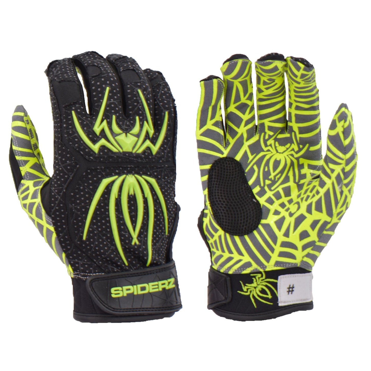 Spiderz HYBRID Batting Gloves - Black/Neon Yellow – Product View | Smash It Sports | pro, web
