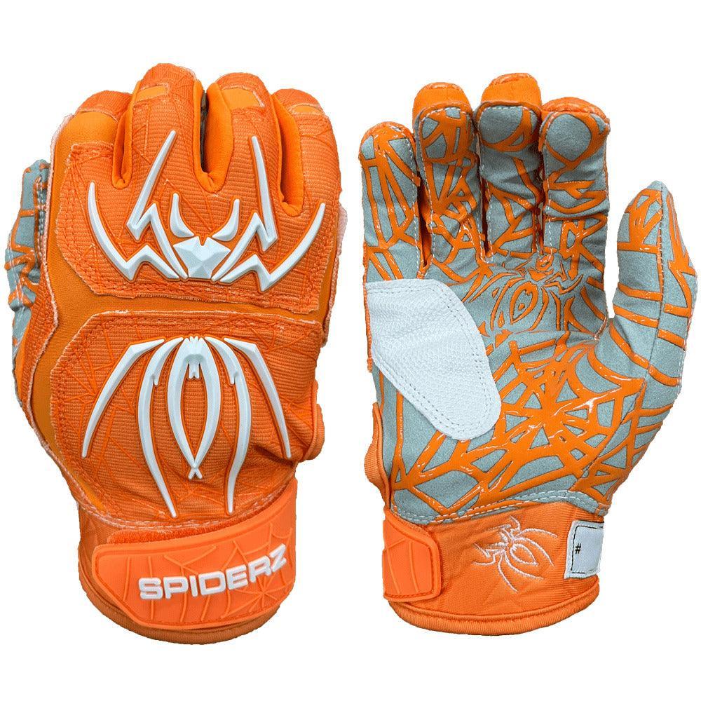 Spiderz HYBRID Batting Gloves - Orange/White – Product View | Smash It Sports | pro, web