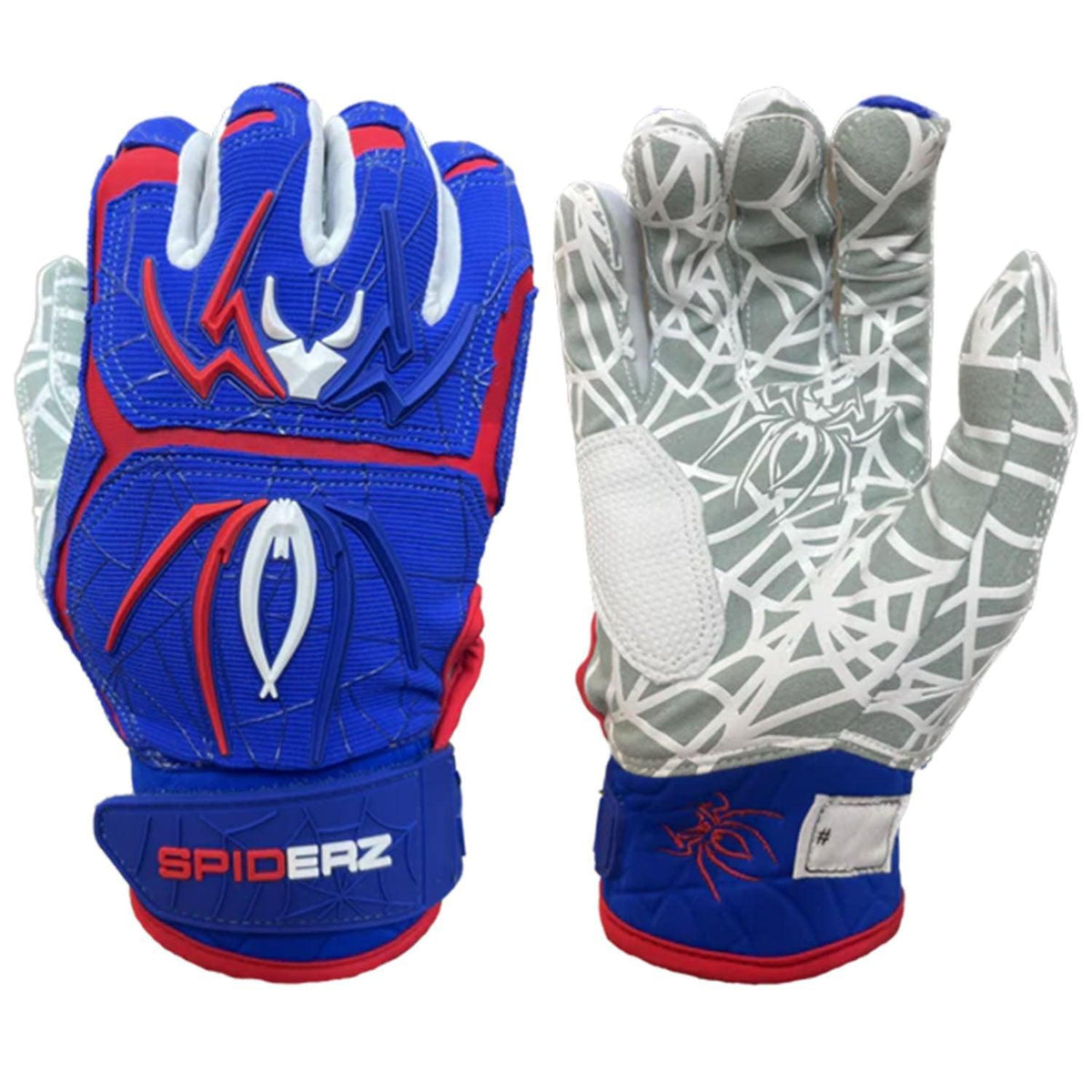 Spiderz HYBRID Batting Gloves - Royal Blue/Red/White – Product View | Smash It Sports | pro, web