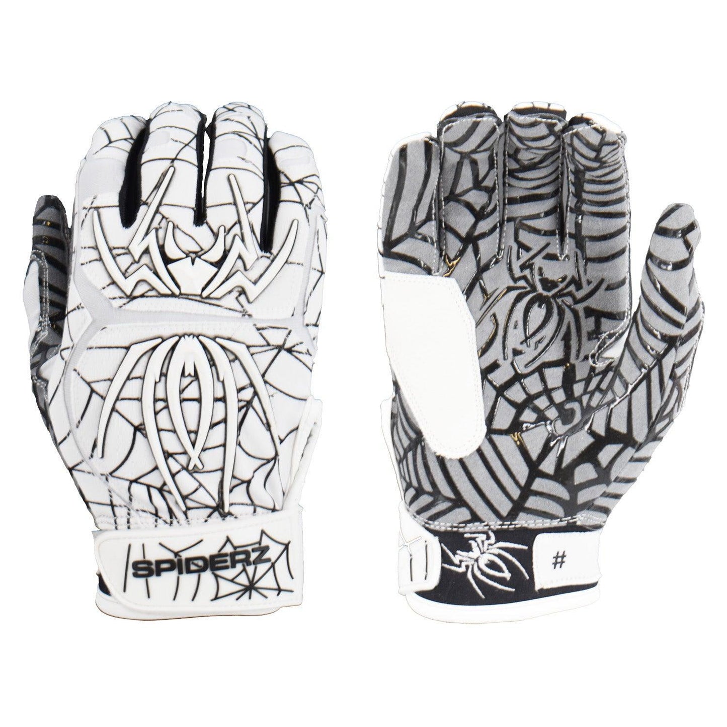 Spiderz HYBRID Batting Gloves - White/Black – Product View | Smash It Sports | pro, web