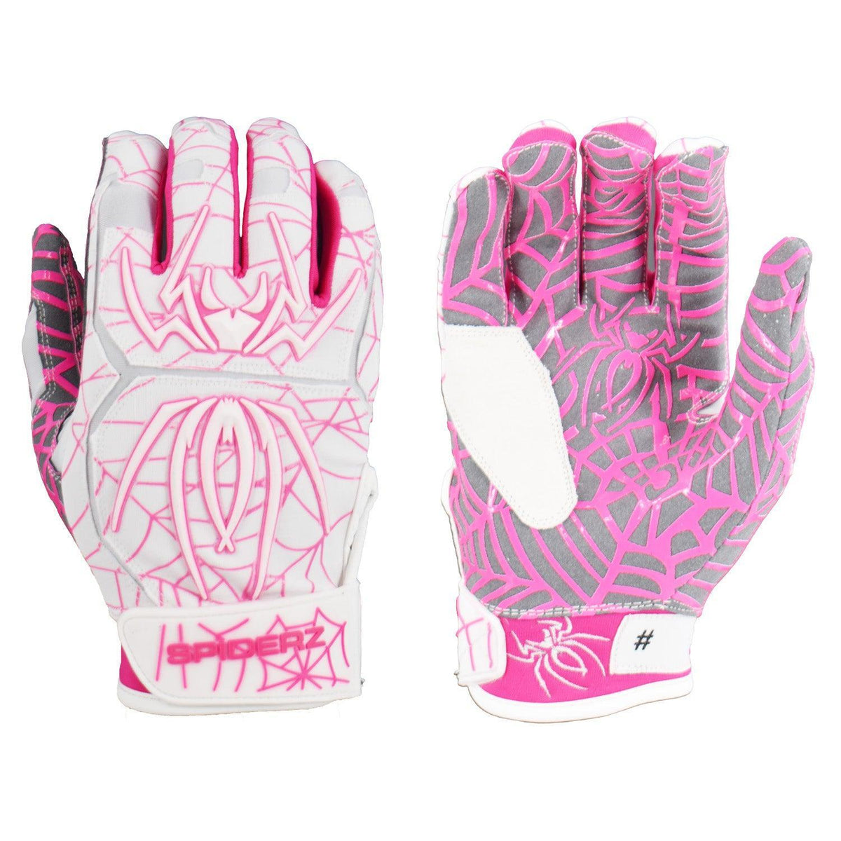 Spiderz HYBRID Batting Gloves - White/Pink – Product View | Smash It Sports | pro, web