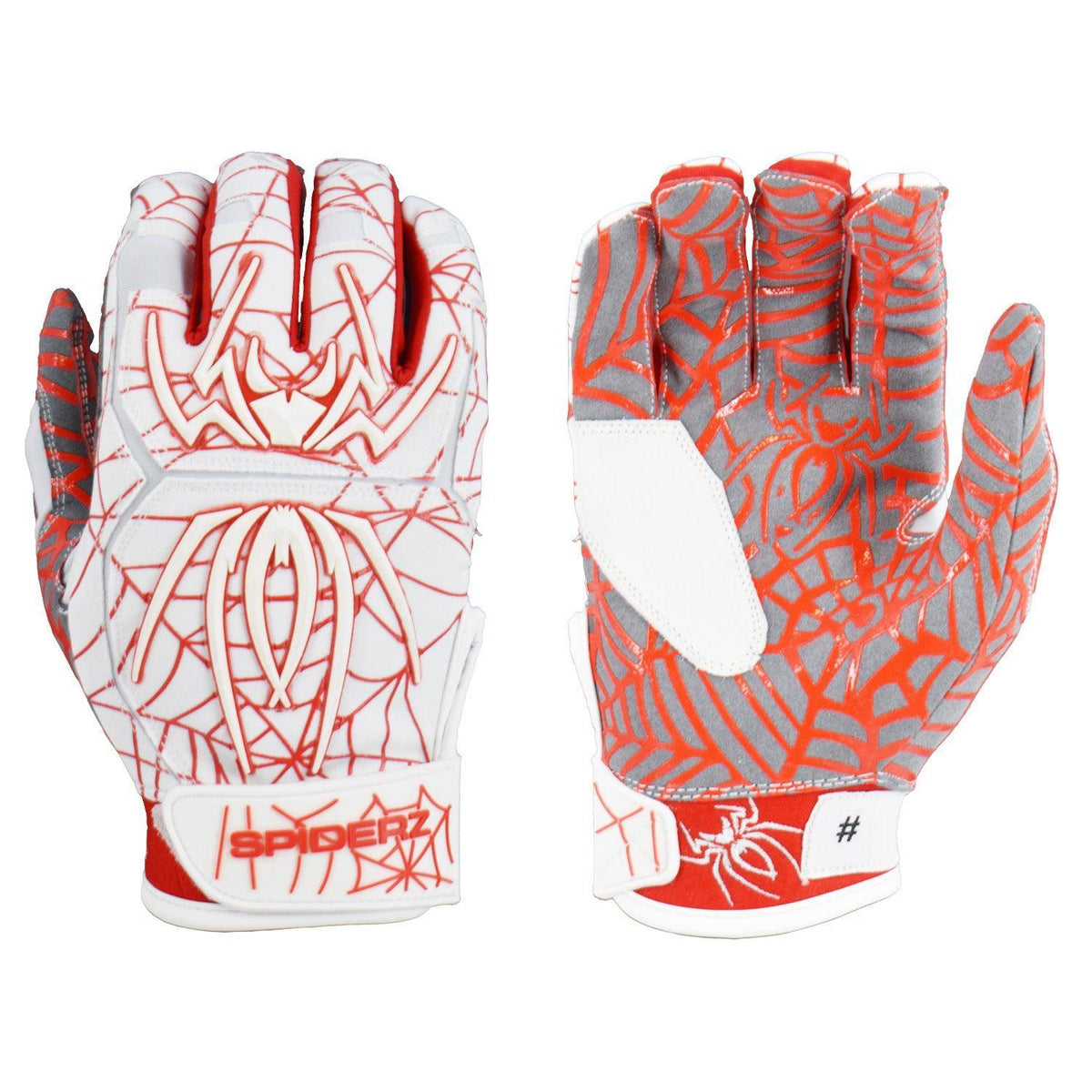 Spiderz HYBRID Batting Gloves - White/Red – Product View | Smash It Sports | pro, web