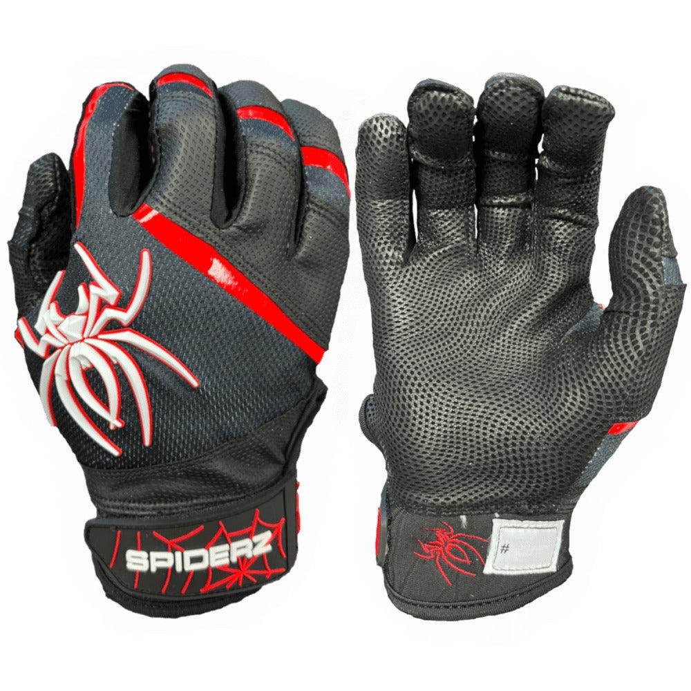 Spiderz PRO Batting Gloves - Black/Red/White – Product View | Smash It Sports | leather, pro