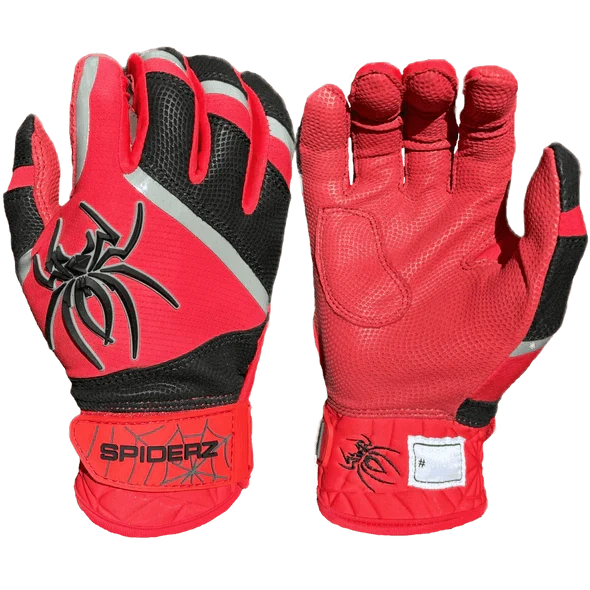 Spiderz Pro Premier Batting Gloves - Red/Black/Graphite – Product View | Smash It Sports | leather, pro