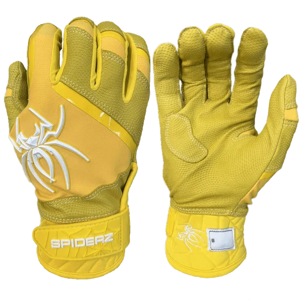 Spiderz Pro Premier Batting Gloves - Yellow/White – Product View | Smash It Sports | leather, pro