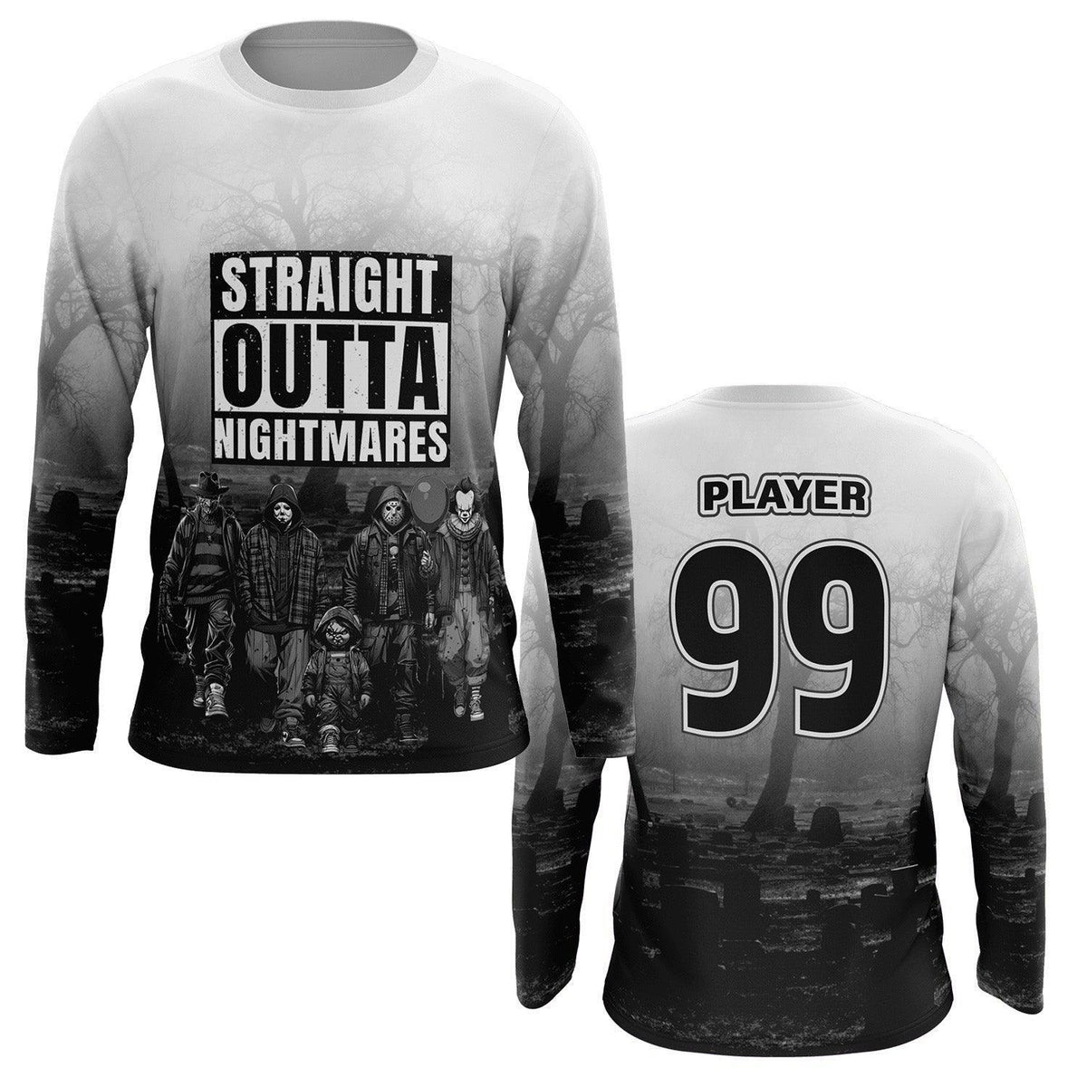 Straight Outta Nightmares Long Sleeve Jersey (Customized Buy-In) – Product View | Smash It Sports | pro