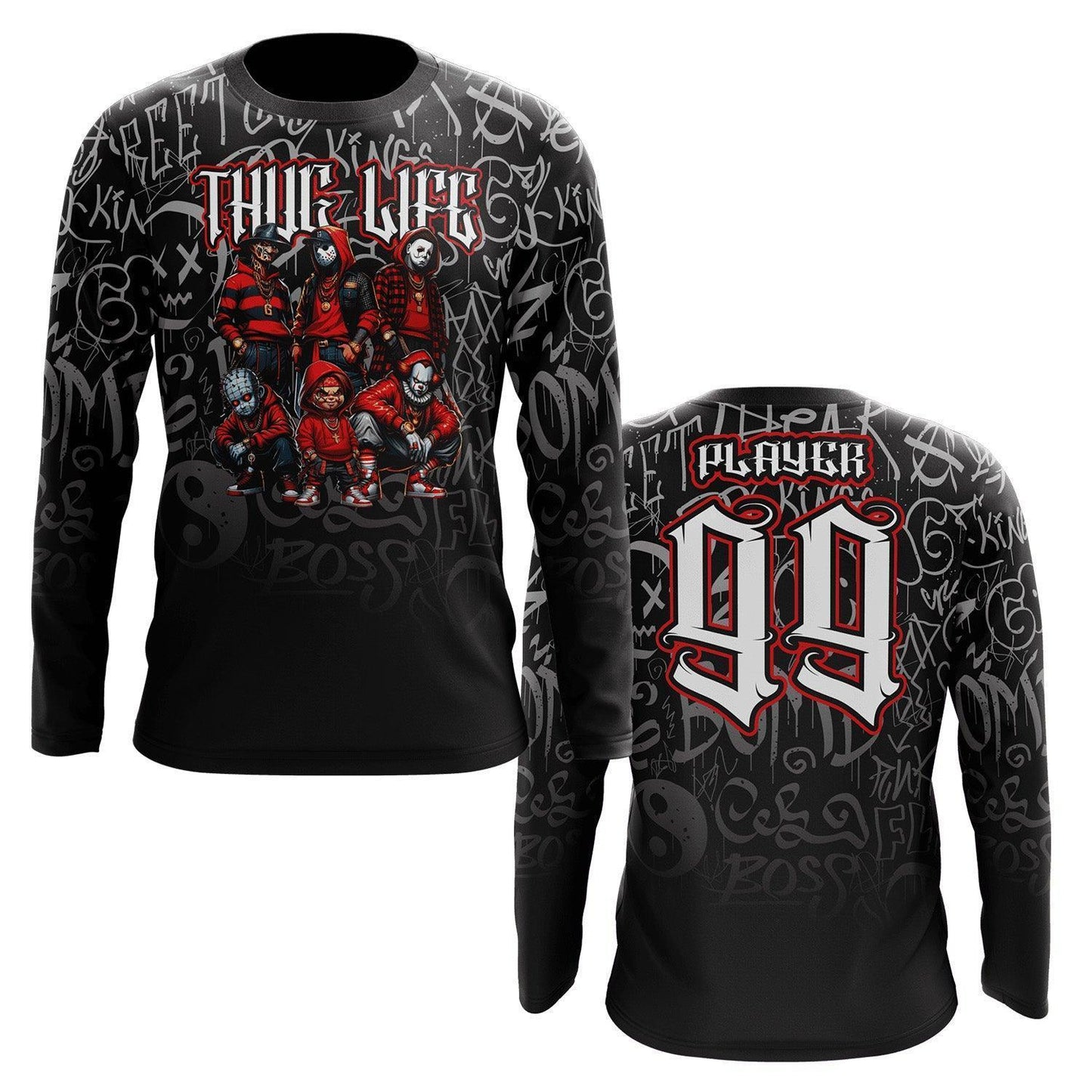 Thug Life Halloween Long Sleeve Jersey (Customized Buy-In) – Product View | Smash It Sports | pro