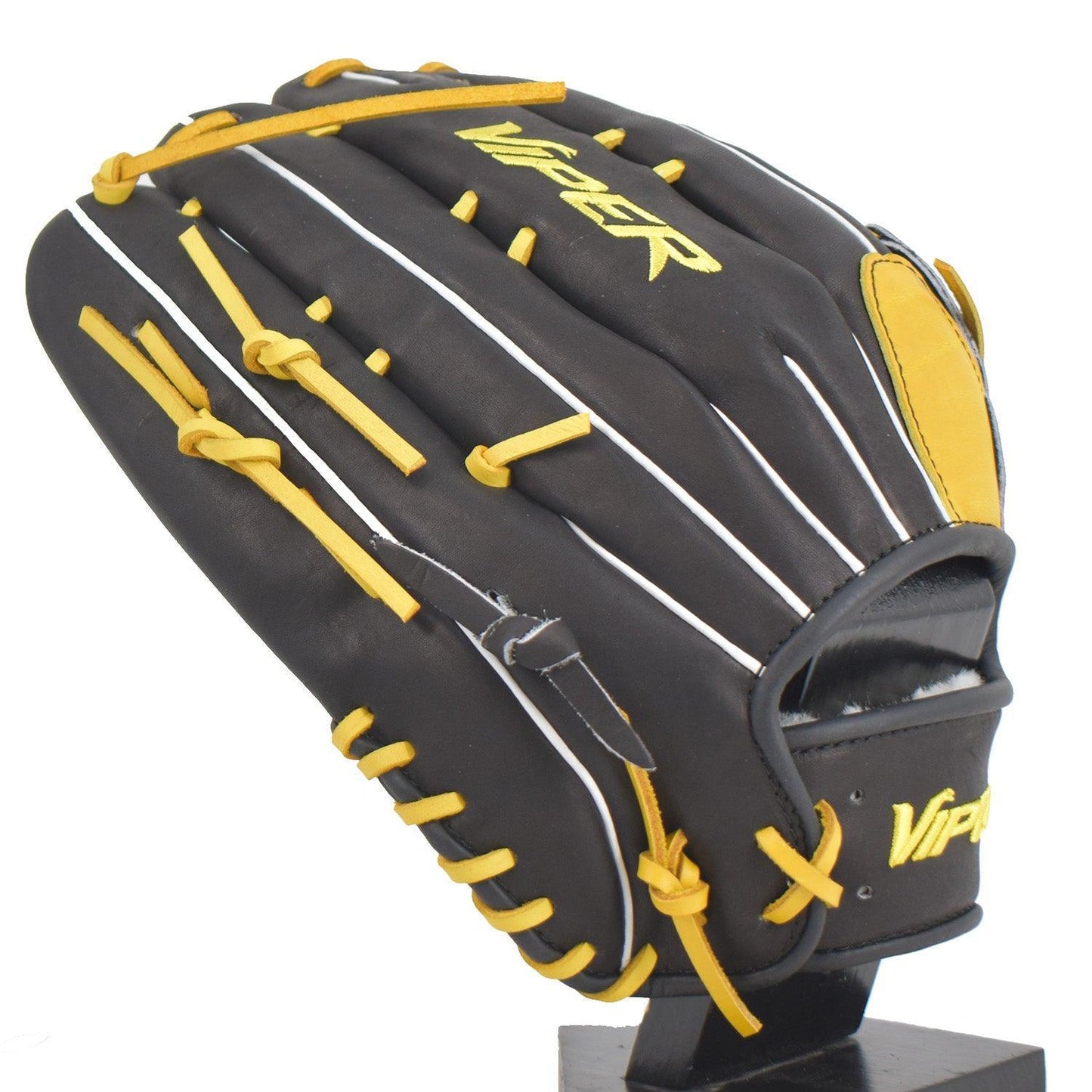 Viper Japanese Kip Leather Slowpitch Softball Fielding Glove Black/Yellow – Third View | Smash It Sports