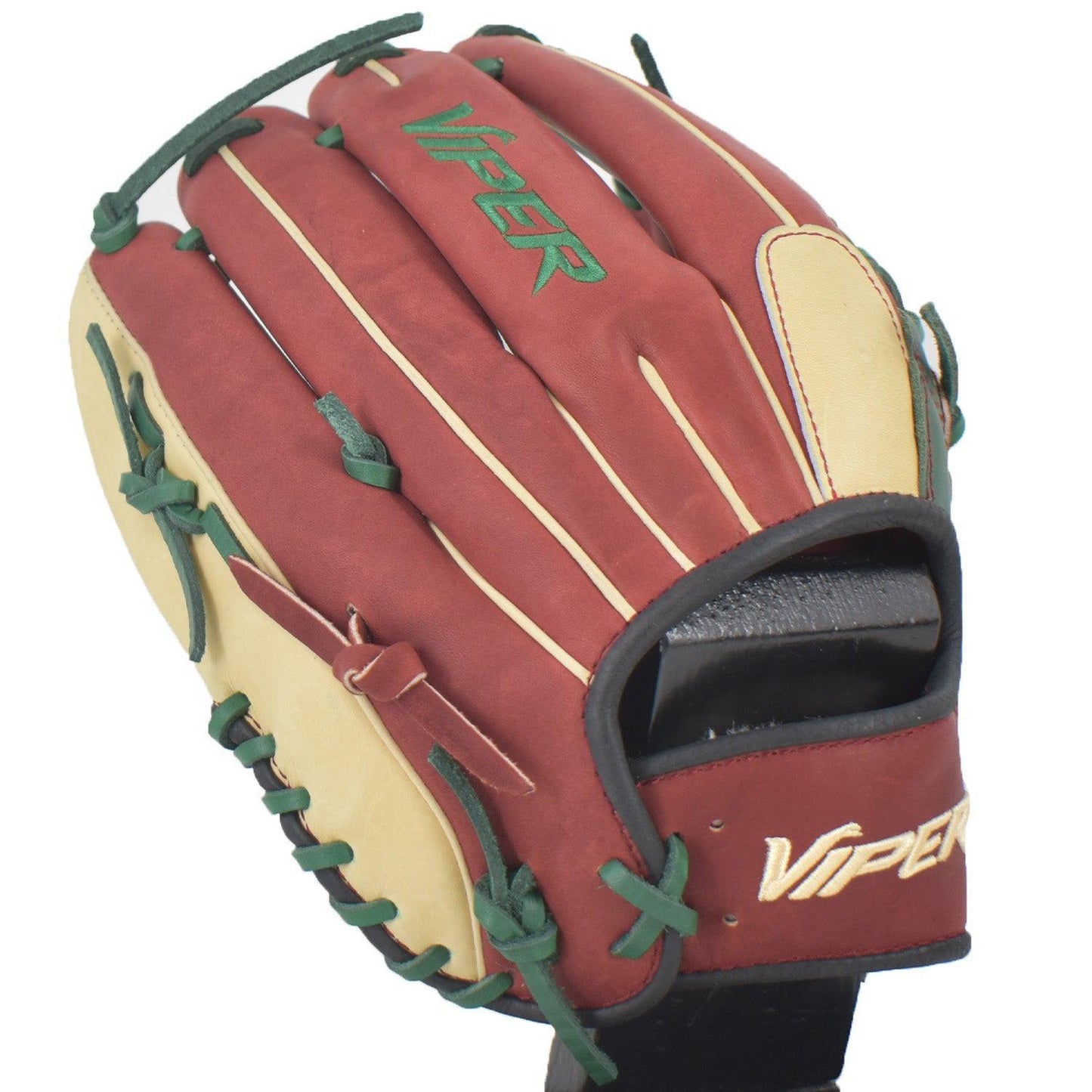 Viper Japanese Kip Leather Slowpitch Softball Fielding Glove Carmel Green Tan – Third View | Smash It Sports