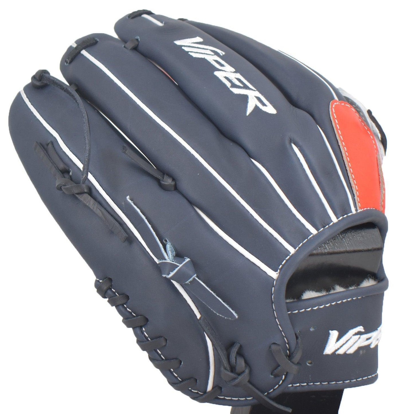 Viper Japanese Kip Leather Slowpitch Softball Fielding Glove Navy/Red/White – Third View | Smash It Sports