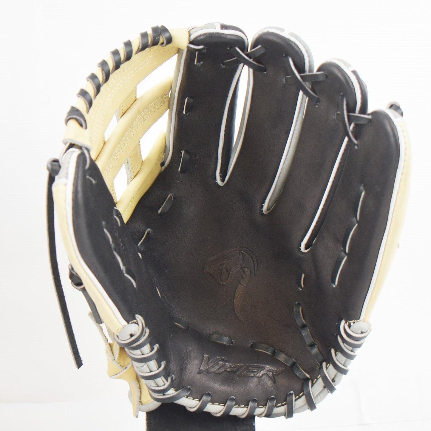Viper Japanese Kip Leather Slowpitch Softball Fielding Glove Tan/Black/Grey – Third View | Smash It Sports
