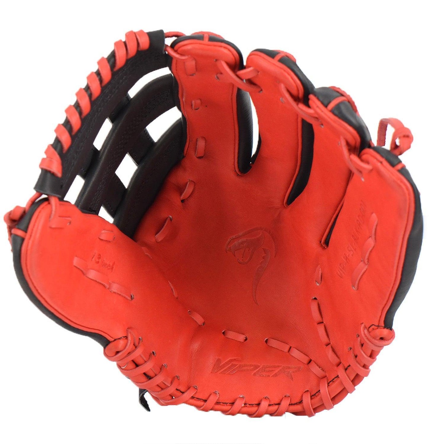 Viper Premium Leather Slowpitch Softball Fielding Glove Game Ready Edition - VIP-H-SL-BLK-RD-001 – Fourth View | Smash It S