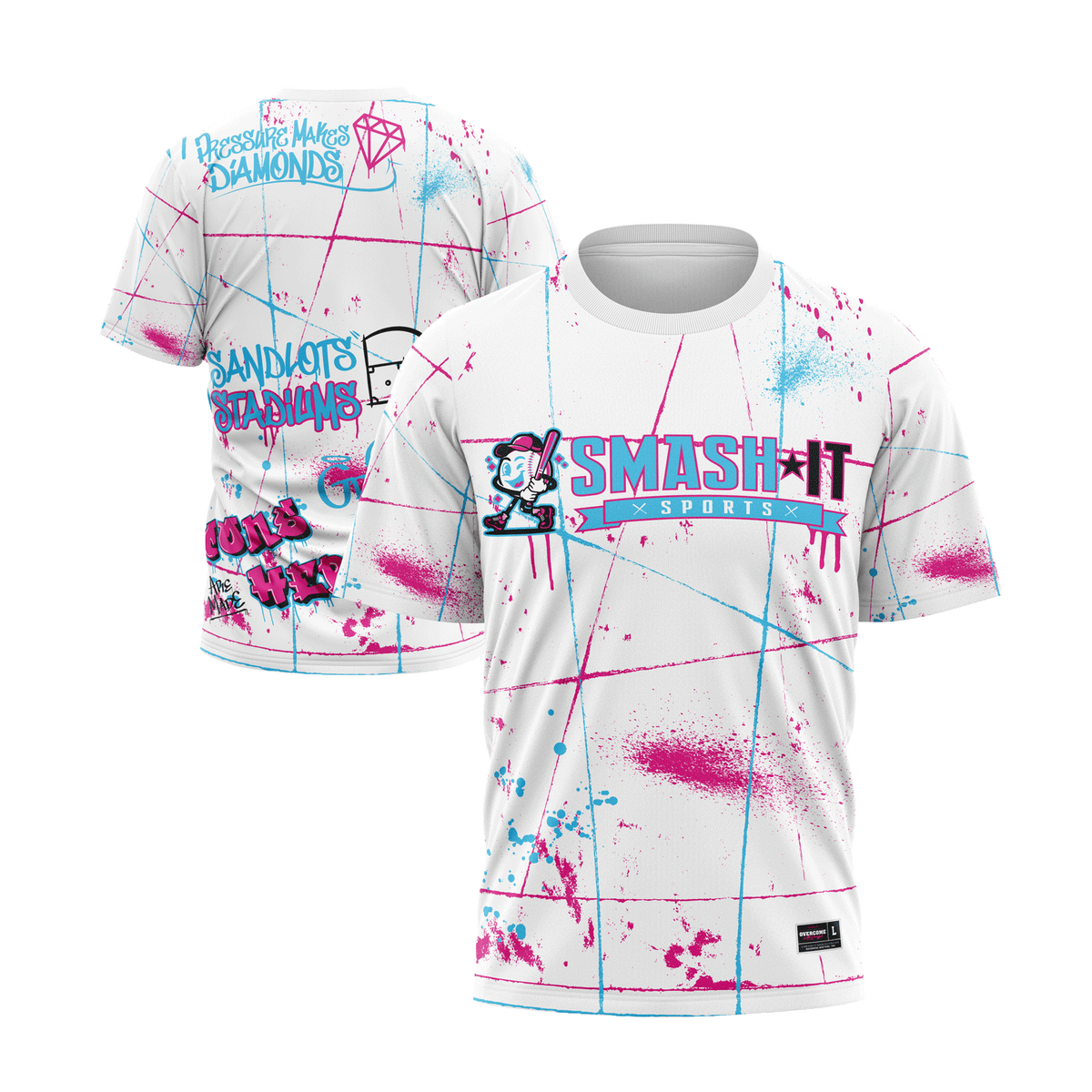 Smash It Sports Short Sleeve Shirt - Graffiti (White) – Specs Overview | Smash It Sports | premium