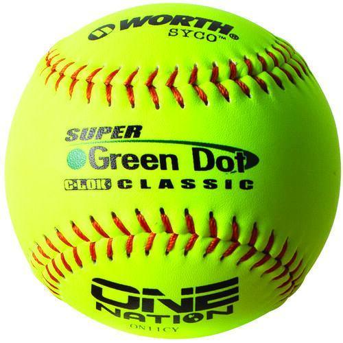 Worth Green Dot One Nation 40/325 11" Slowpitch Softballs - ON11CY – Primary View | Smash It Sports