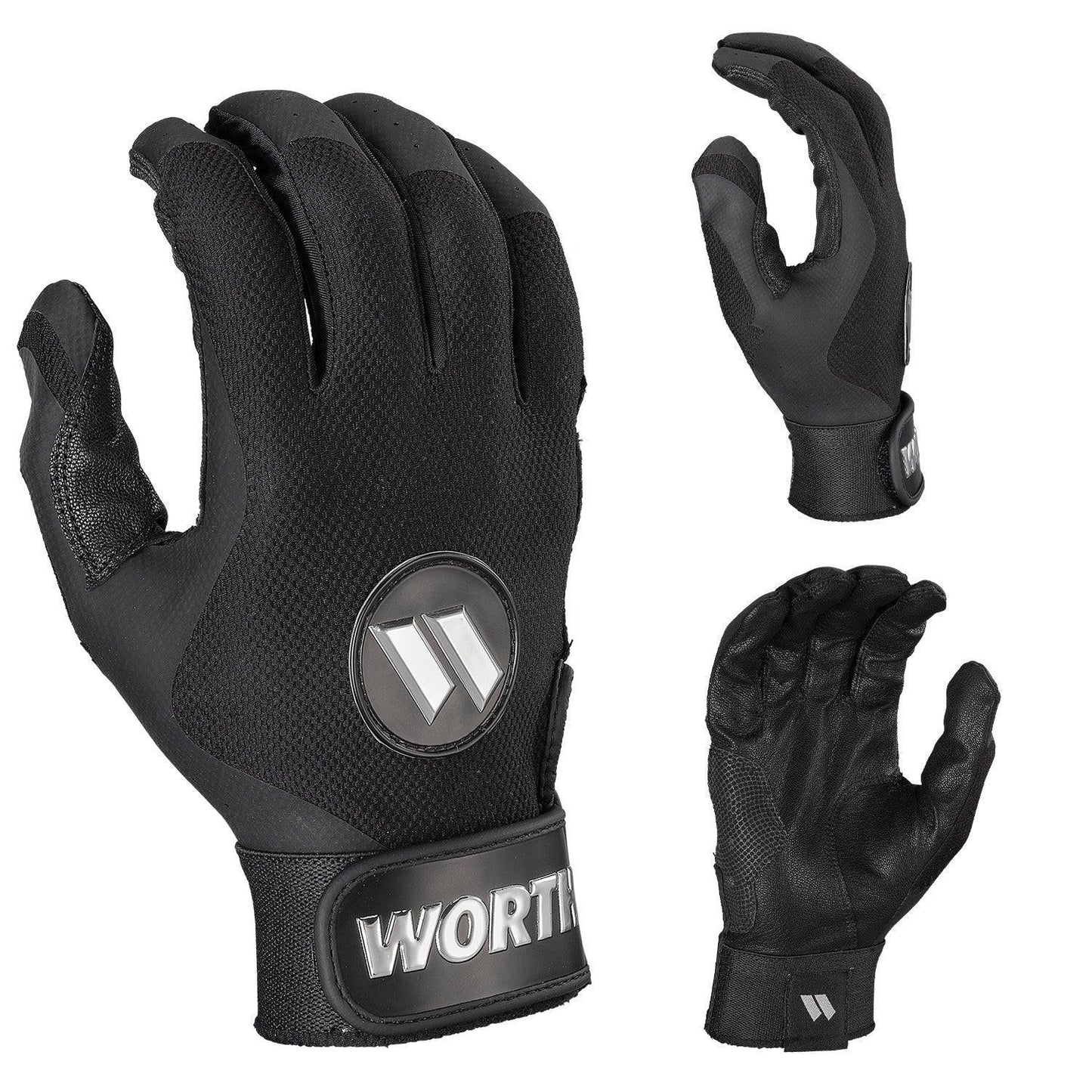 Worth Pro Series Slowpitch Batting Gloves - Black – Primary View | Smash It Sports