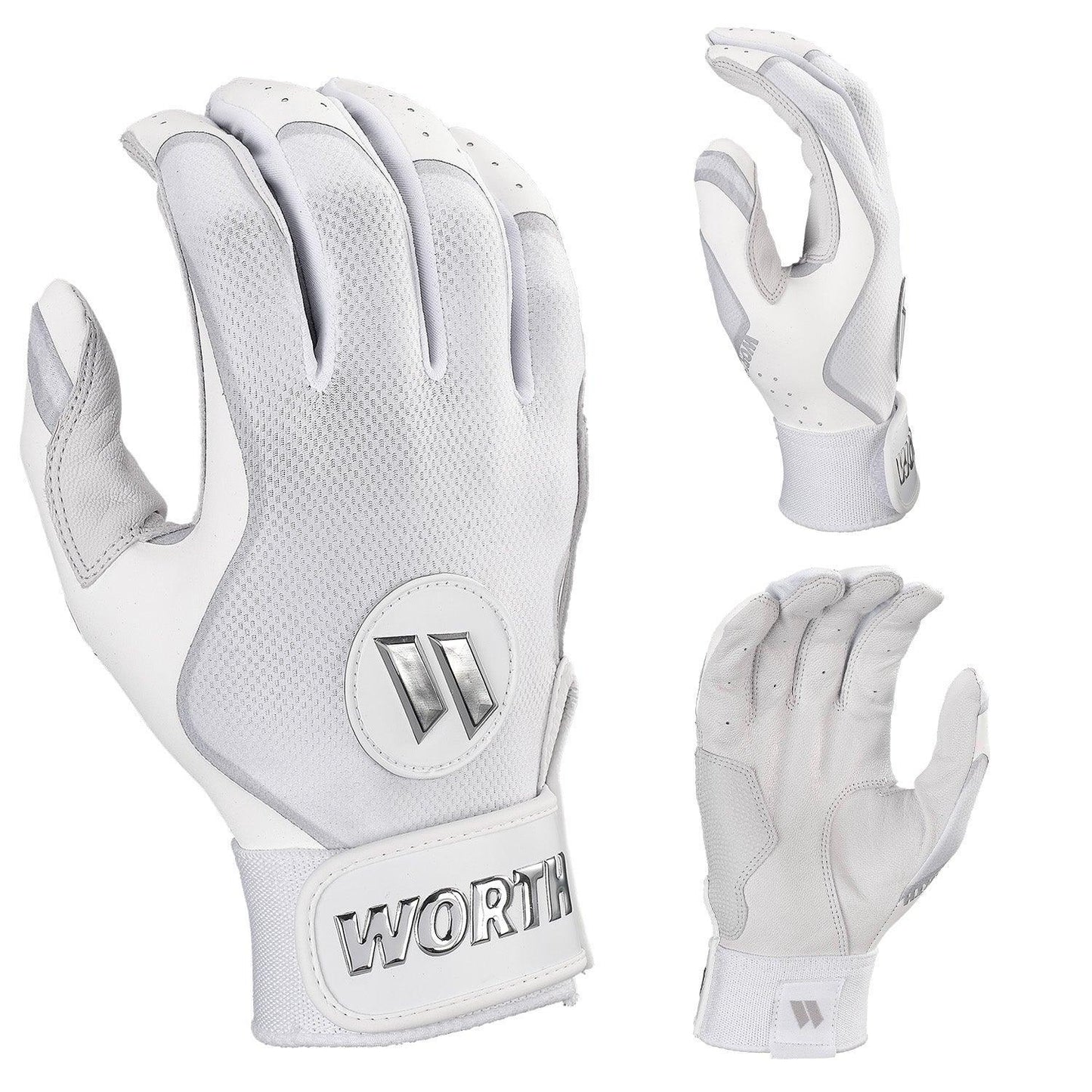 Worth Pro Series Slowpitch Batting Gloves - White – Primary View | Smash It Sports