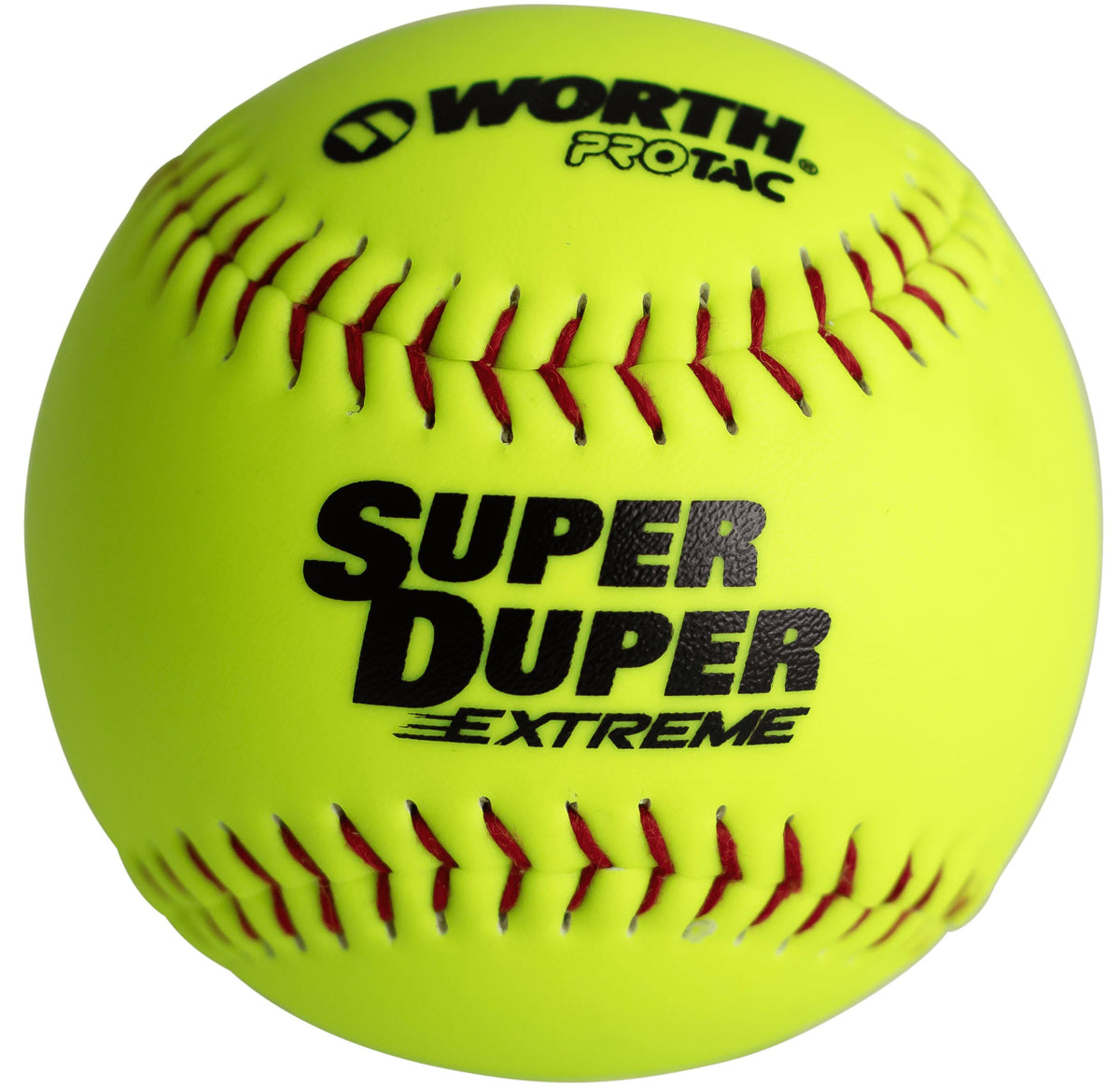 Worth Super Duper Extreme Red Stitch 44/375 11" Slowpitch Softballs – Product View | Smash It Sports